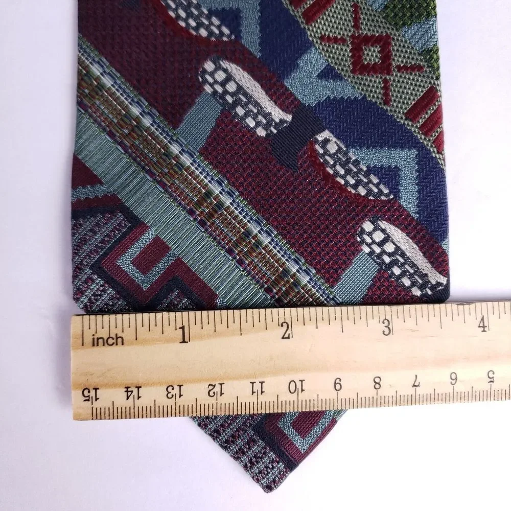 Dion Collection‎ Silk Tie Abstract Geometric Multicolor Pattern 100% Silk